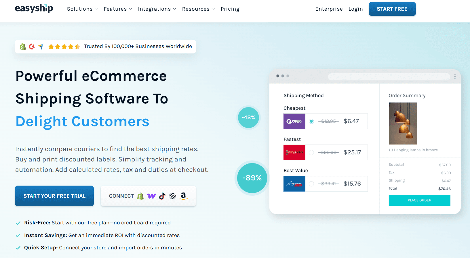 easyship homepage screenshot