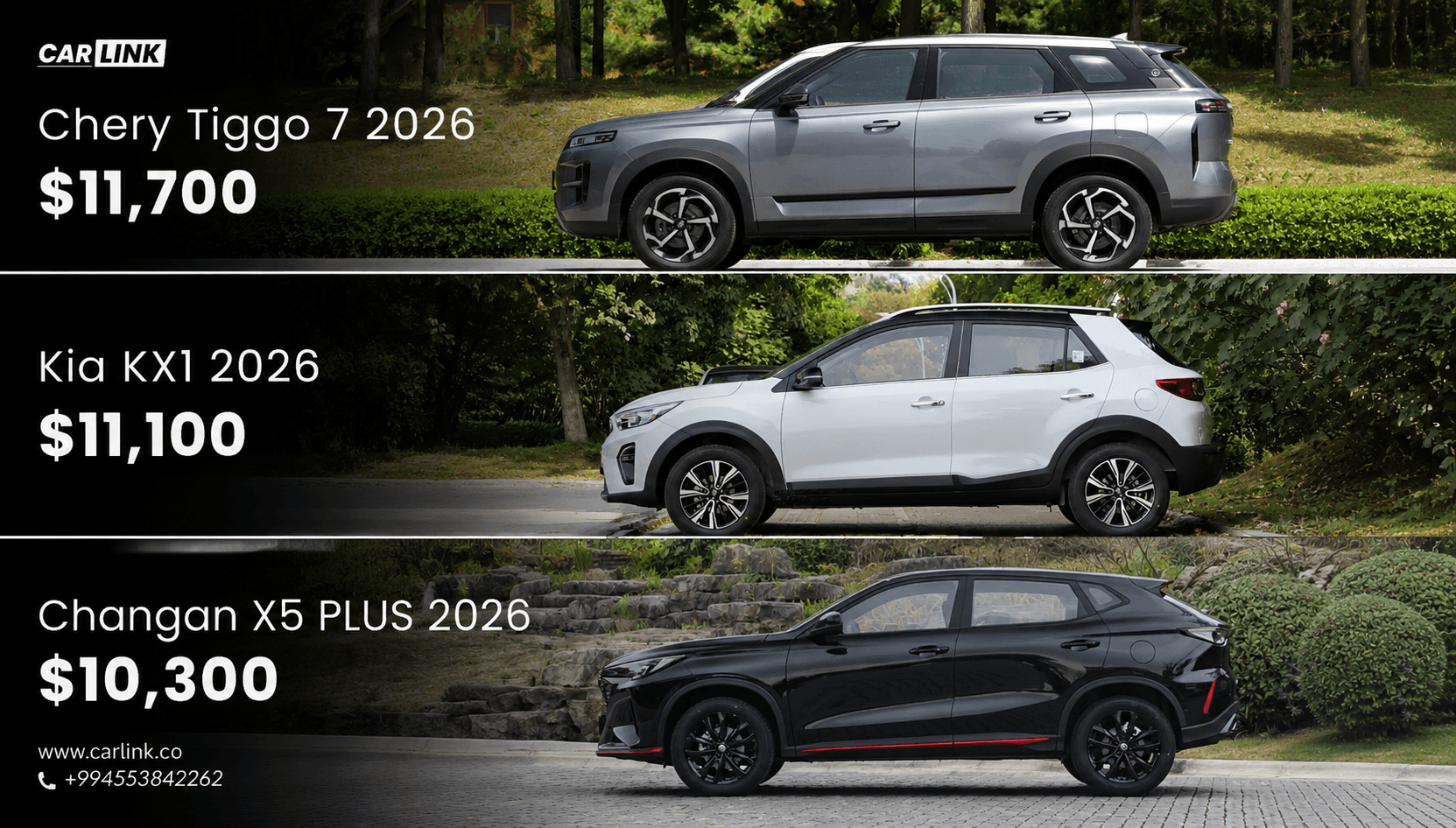 Chery Tiggo 7, Kia KX1 və Changan X5 PLUS qiymət müqayisəsi