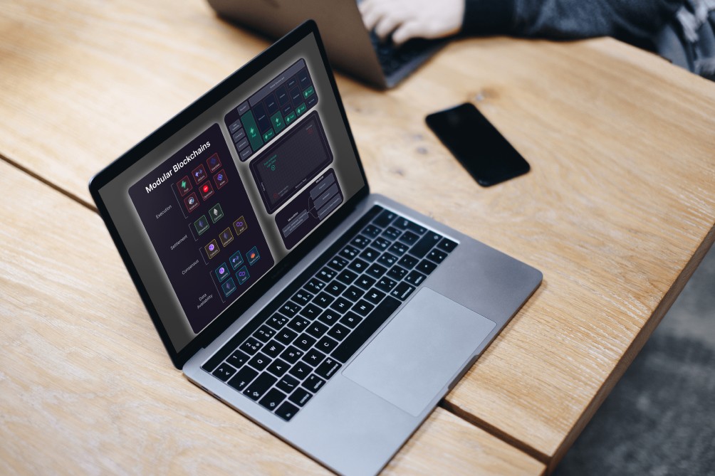 A laptop mockup of documentation diagrams.