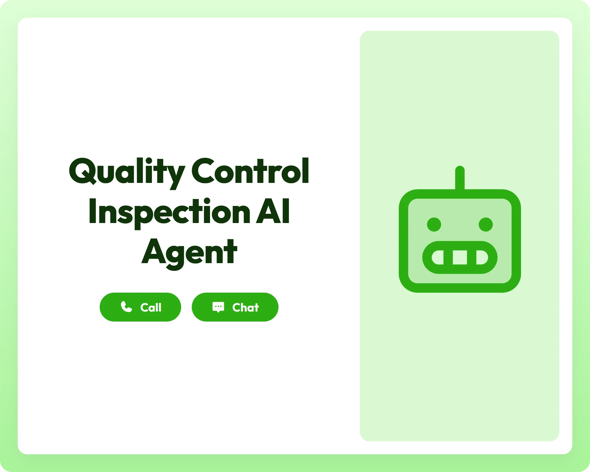 ai reporting agent supports quality control with call and chat tools alongside a robot icon
