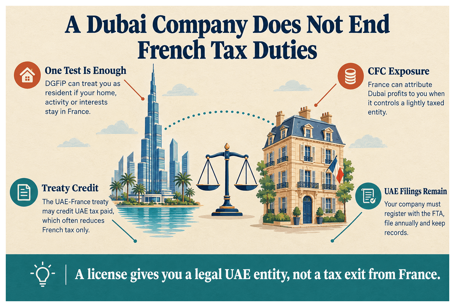 Infographic: What France Tax Rules Apply When You Also Own a Dubai Company