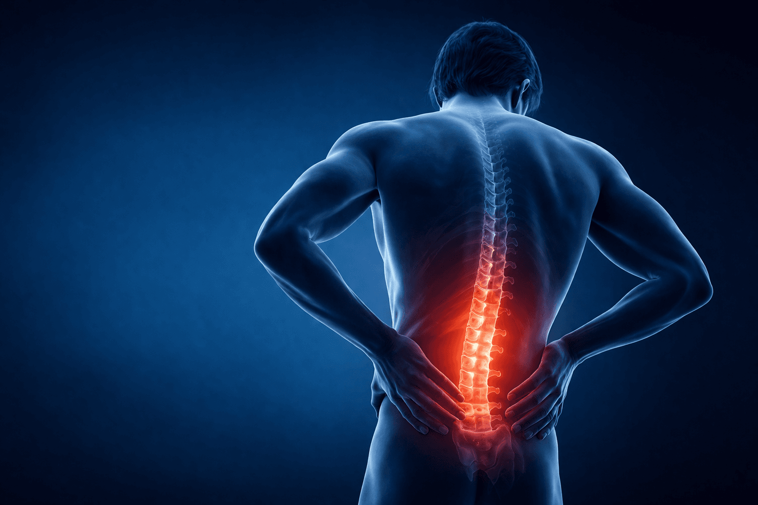 Lower back pain and lumbar spine inflammation illustration for back pain treatment in Mississauga