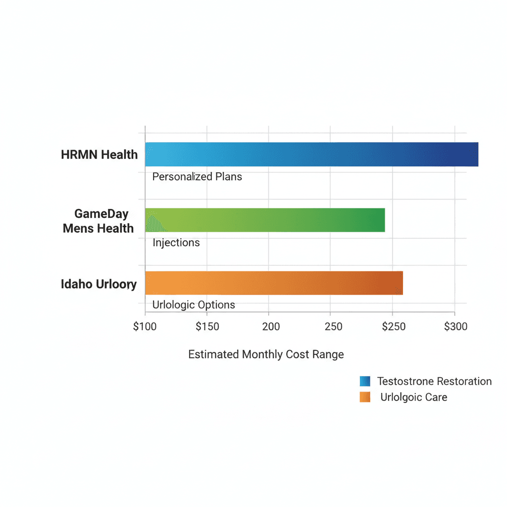 Horizontal bar chart comparing TRT providers in Boise area by monthly costs and key services