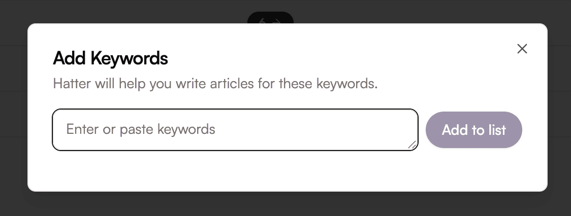 Adding keywords in Hatter