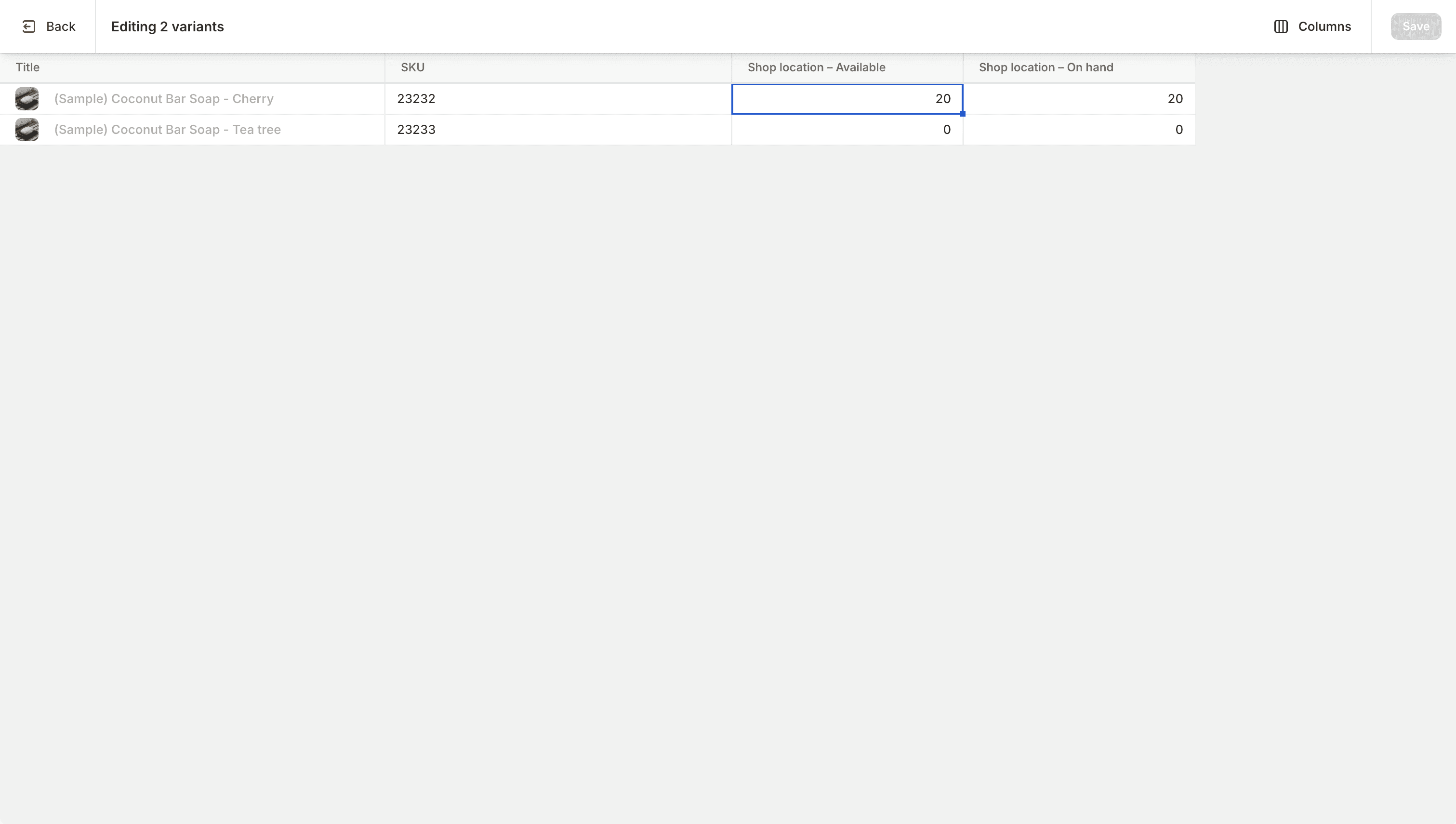 Adjust quantities for multiple variants simultaneously