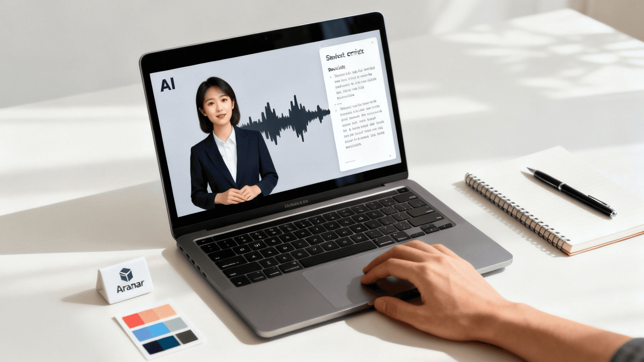 Laptop displays an AI avatar presenter - How to Create Educational Videos Using AI
