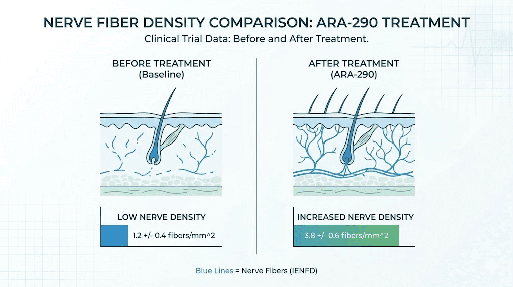 ARA-290 nerve regeneration clinical trial results showing increased fiber density