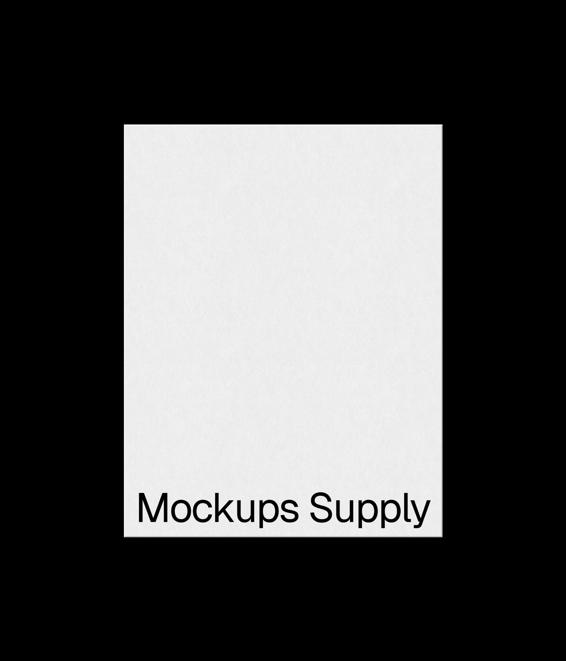 US Letter paper mockup portrait for Photoshop with debossed text effect, white paper on black background, clean minimal stationery and print branding mockup