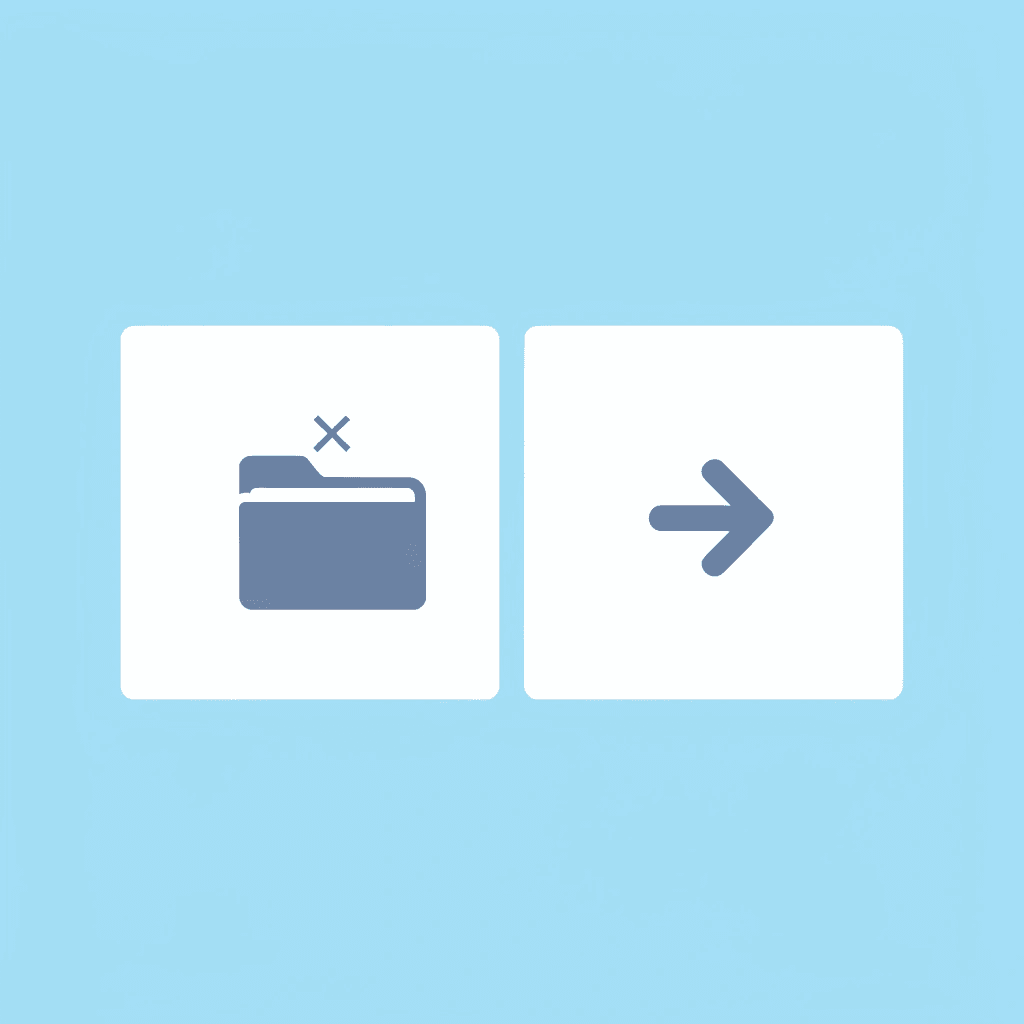 Before and after comparison showing a disorganized digital workspace transforming into an organized, productive system