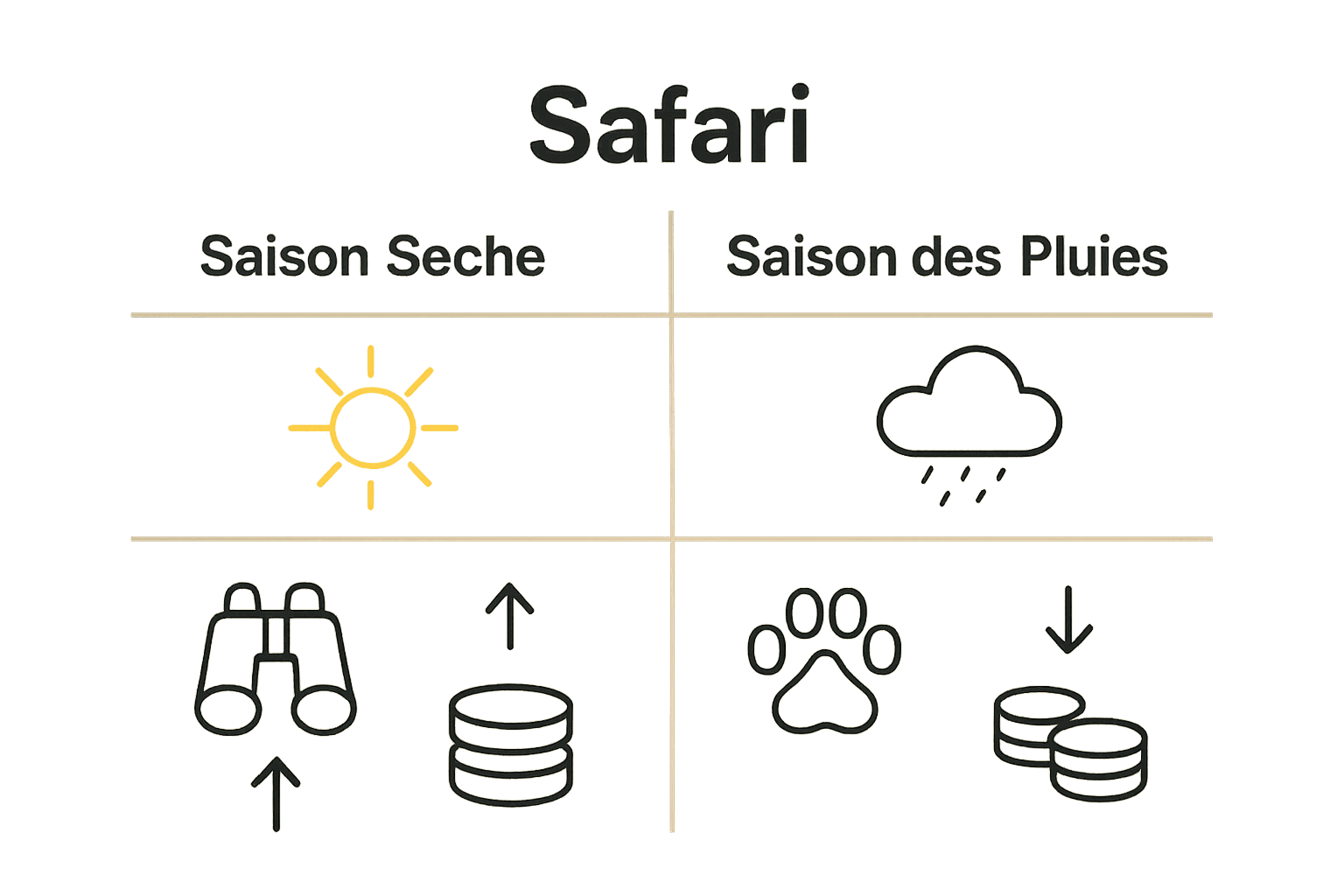 Infographic comparing safari seasons and costs