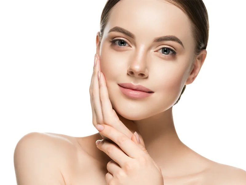 Woman with smooth skin after VIVA air injector treatment.