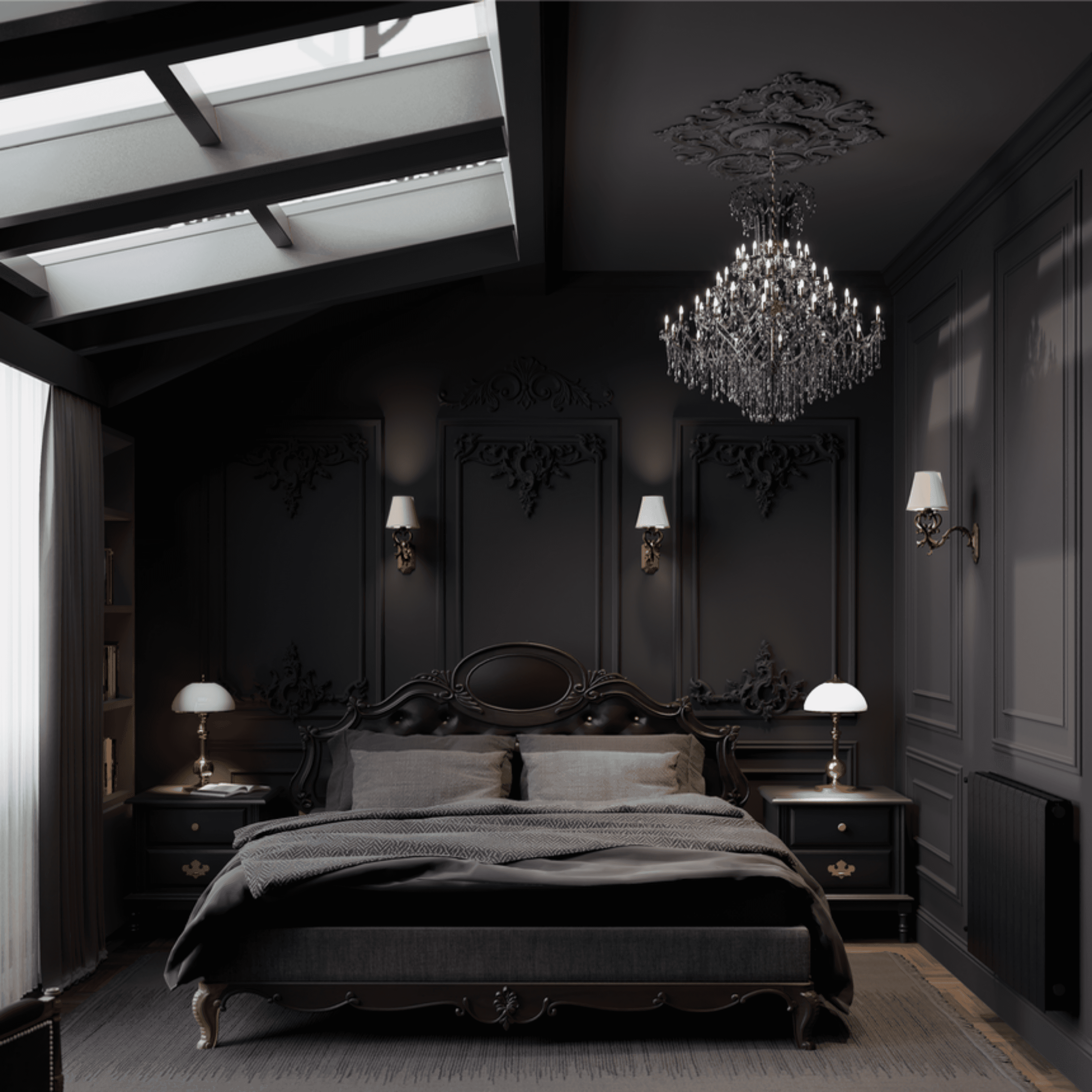 a living room filled with furniture and a large window