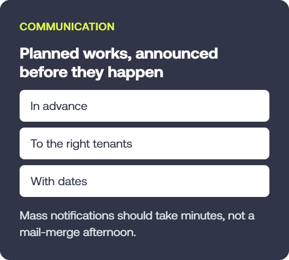 Planned works, announced before they happen