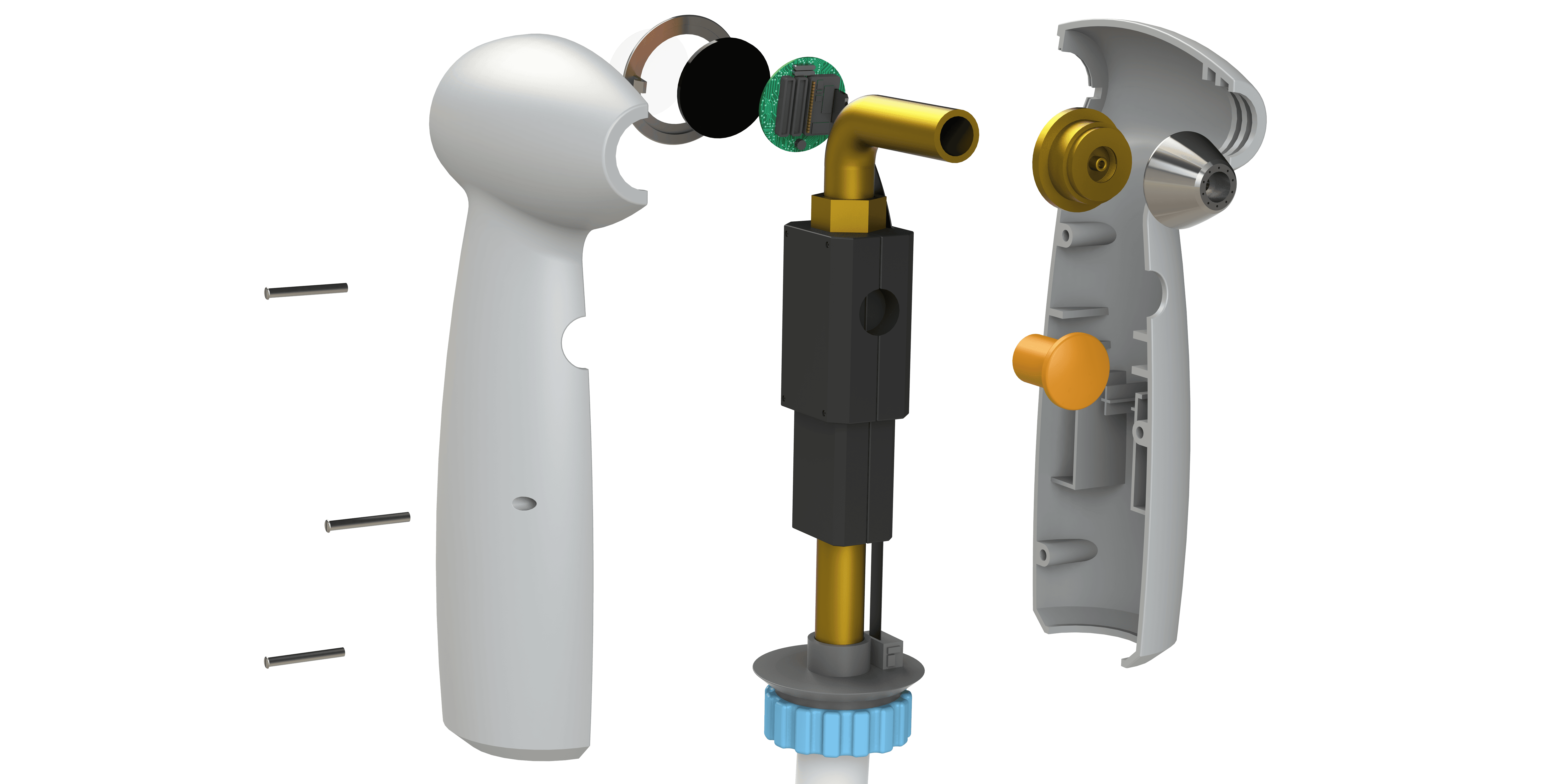 An image of a hand-held, electronically controller cooking torch.