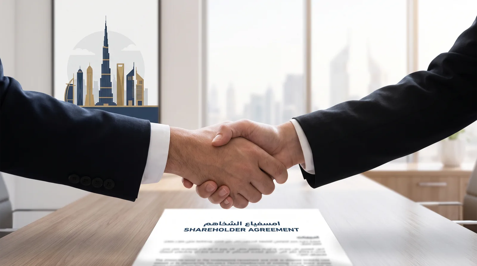 Attestation Requirements for Dubai Company Formation beside a Dubai trade license document and a modern