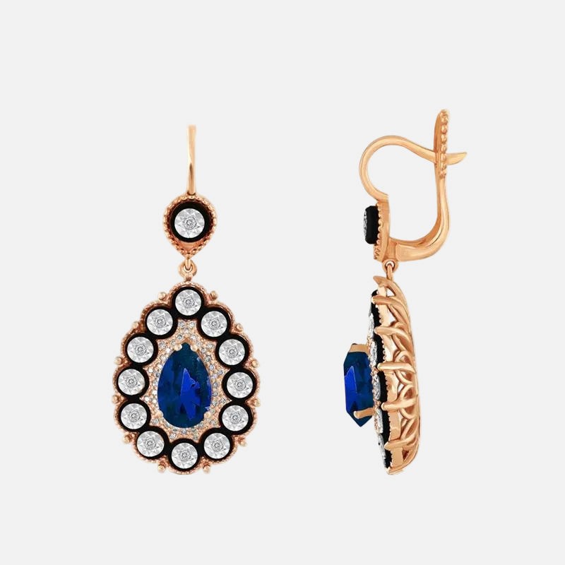 Assos 0.33 Karat Safir Renkli Sallantılı Elmas Pembe Altın Küpe