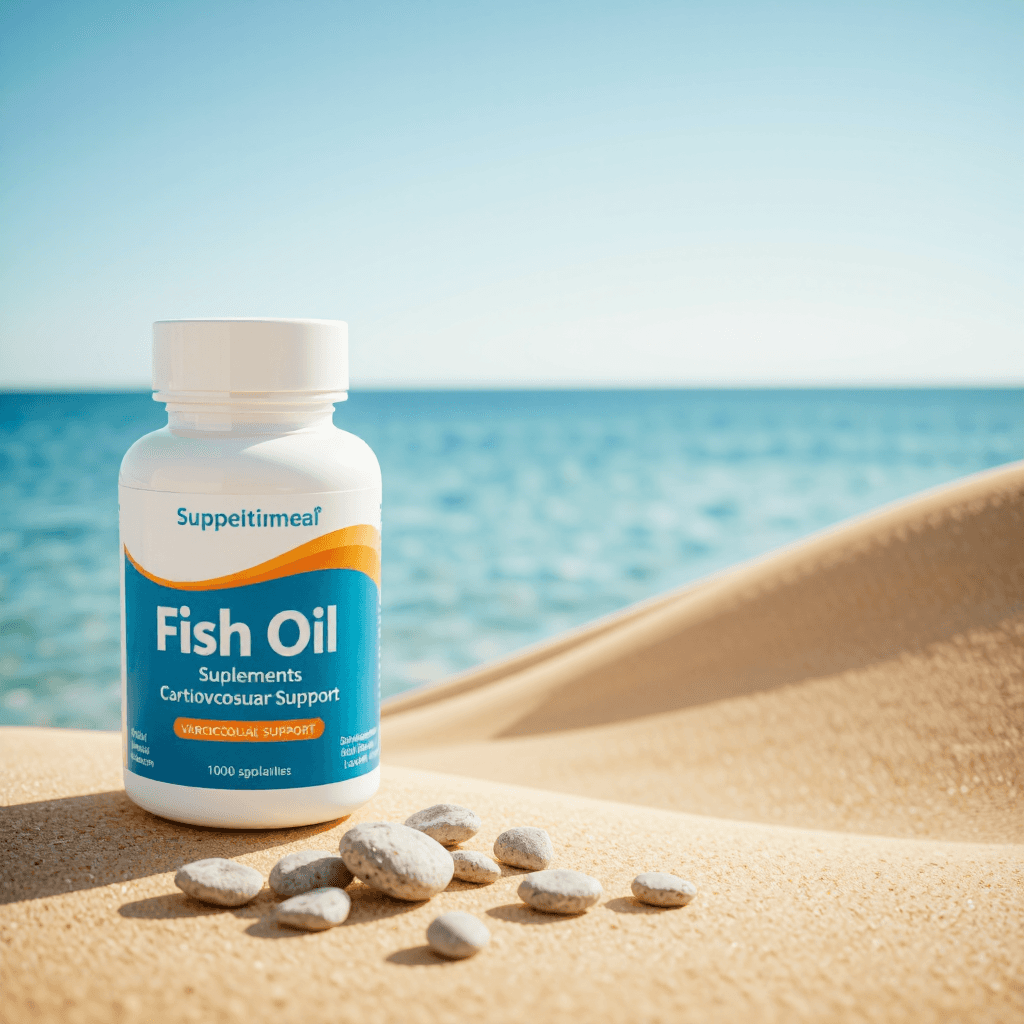 product photography of a bottle of fish oil supplements for cardiovascular support
