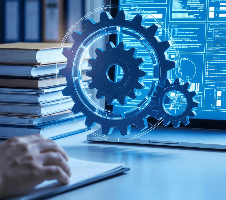 Wheel and laptop representing AI readiness assessment