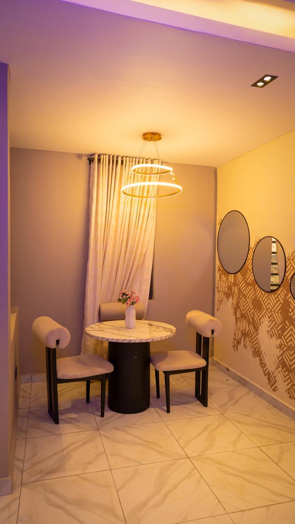 Comfortable sittting room at Urban Suites, two-bedroom serviced apartment in Surulere, Lagos