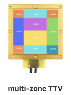 a red room with a view of a city