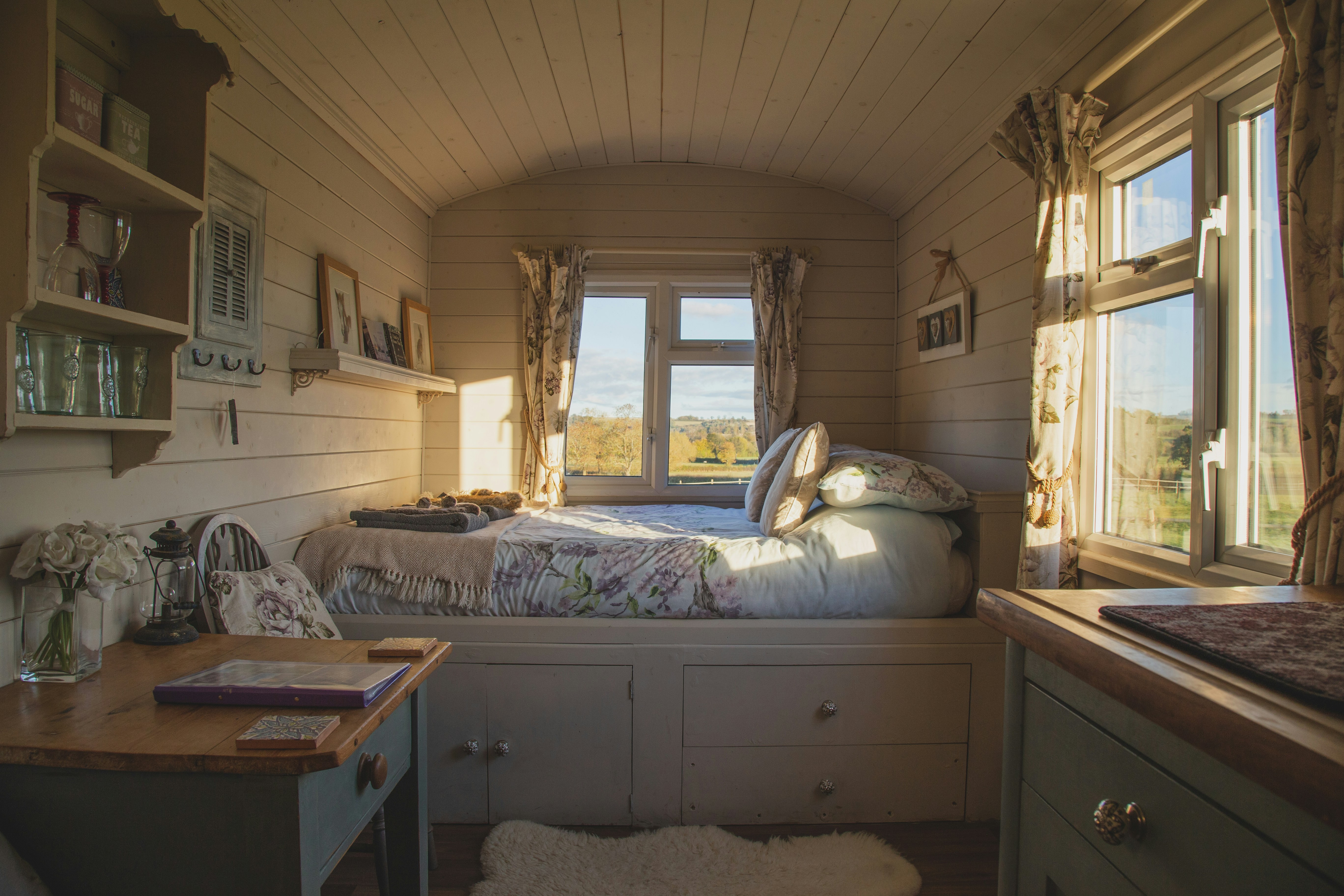 A Bedroom With Cabinets - Preppy Bedroom