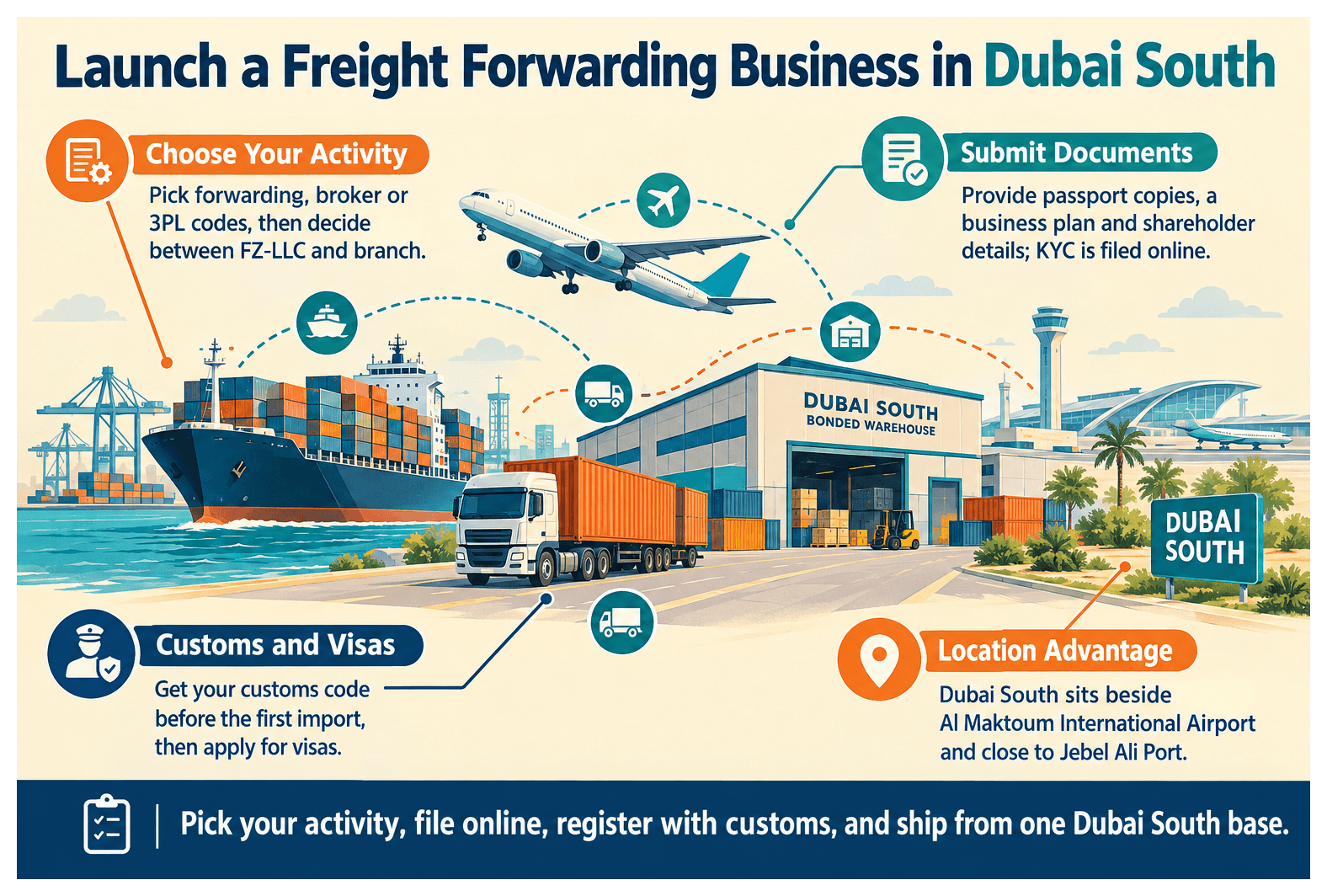 Infographic: How to Set Up a Freight Forwarding Business in Dubai South