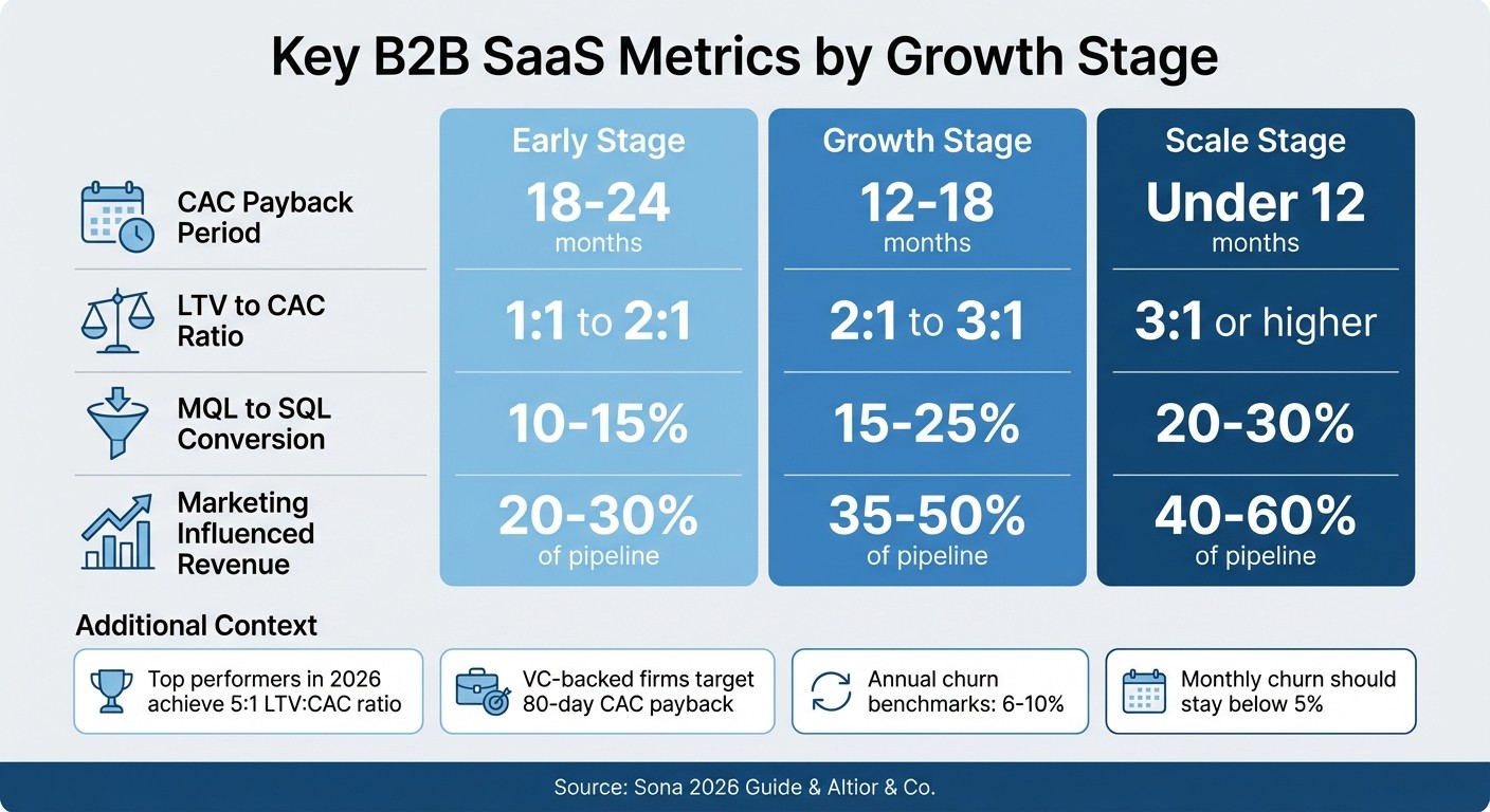 B2B SaaS Key Metrics Benchmarks by Growth Stage