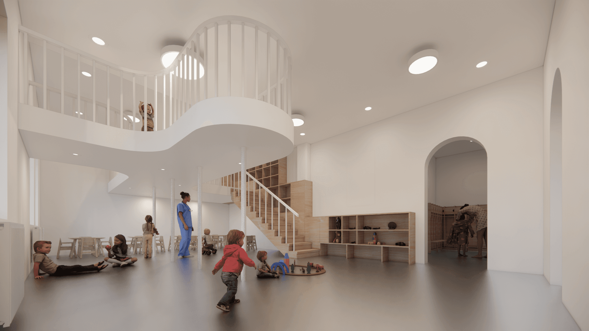 Архитектурный рендер детского сада на 60 мест в Ташкенте