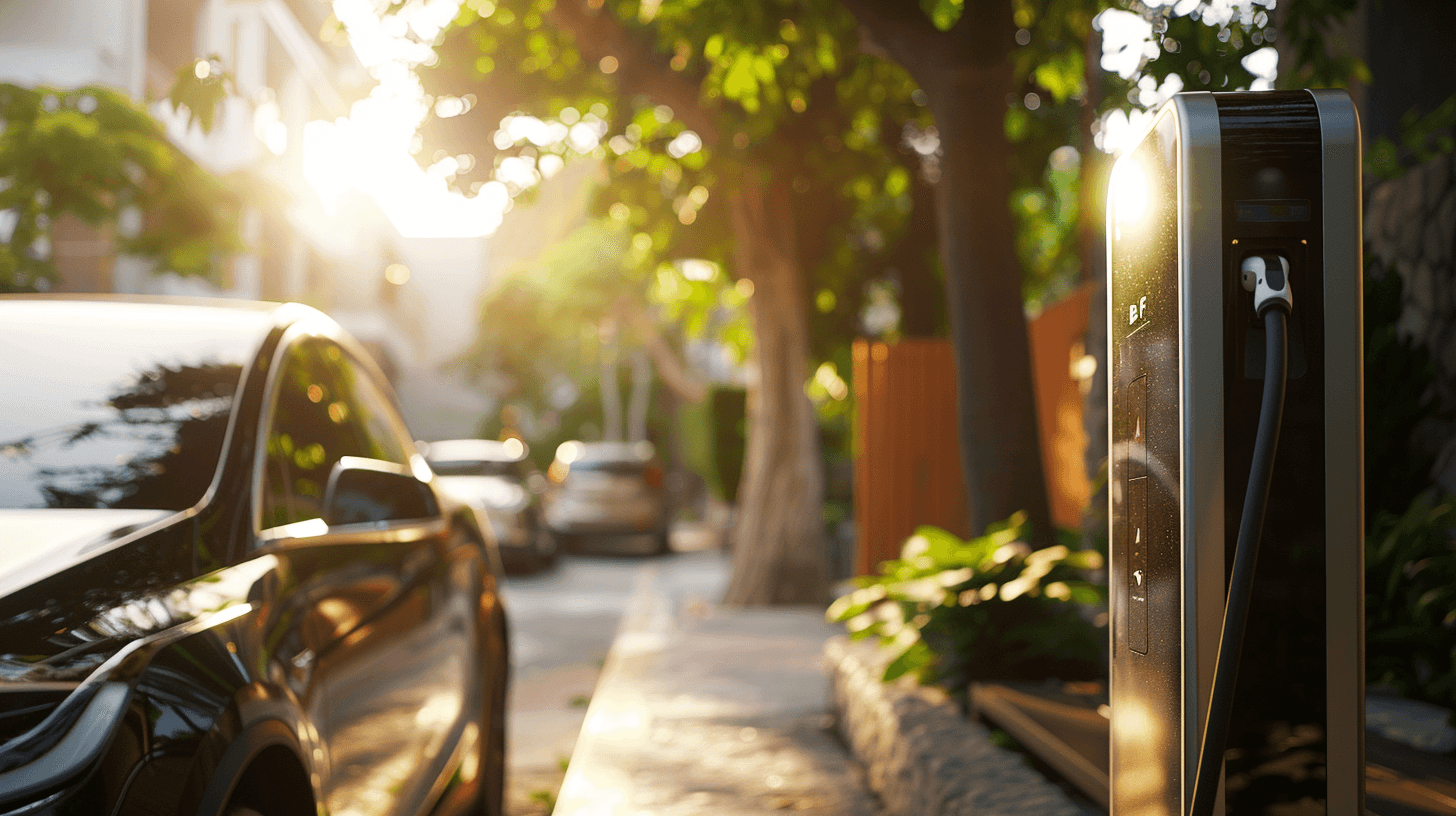 Electric vehicle charging at a public station in an urban setting, representing the growth of sustainable transportation infrastructure and the increasing adoption of electric mobility in cities across Switzerland