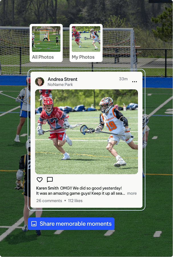 Image that showcases photos and videos the scheduling feature of TeamLinkt's mobile app