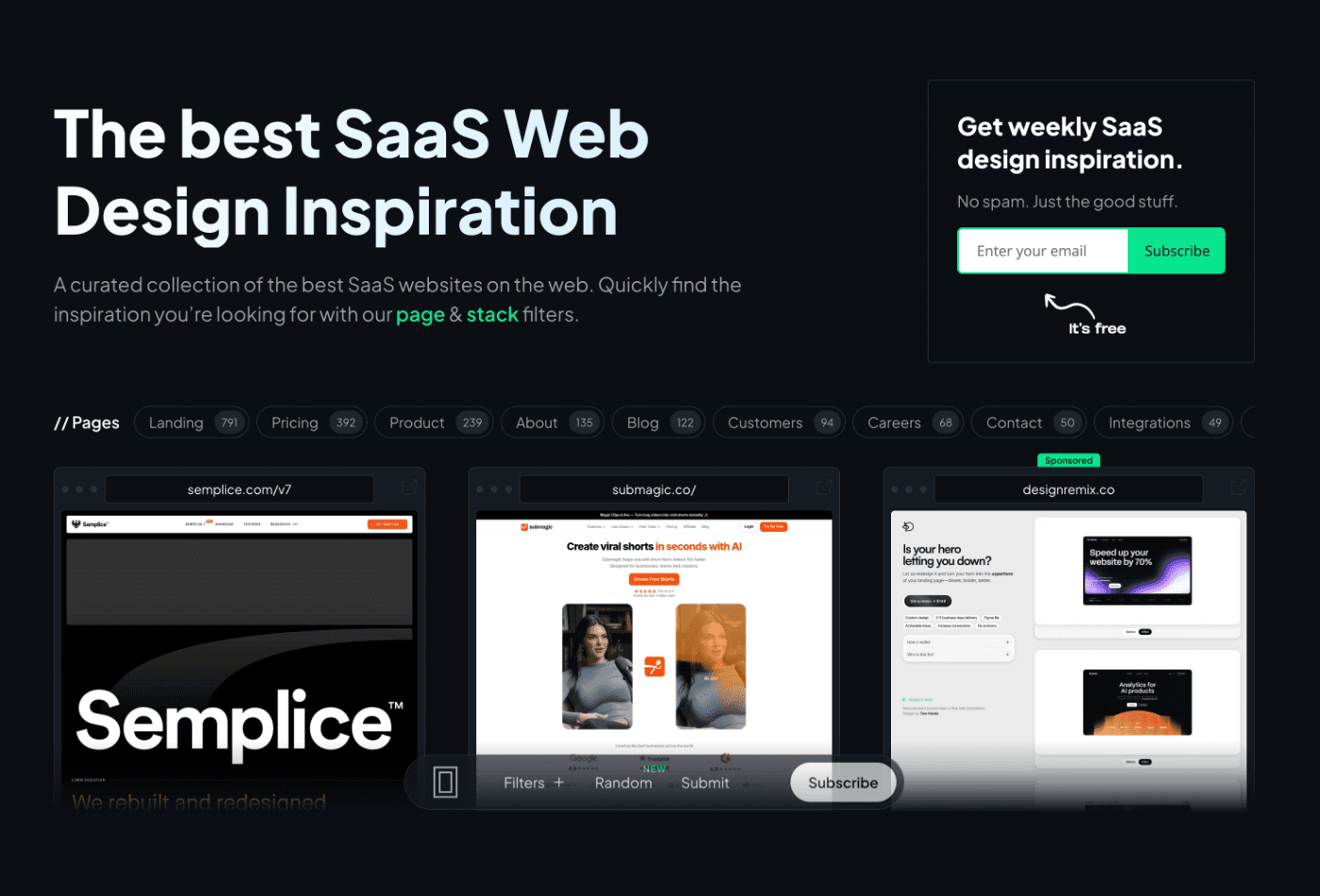 Saaspo best saas design inspiration