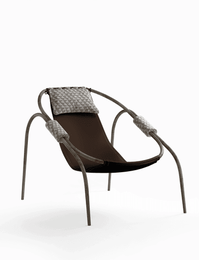 metal armchair with relaxing cushion and armrest