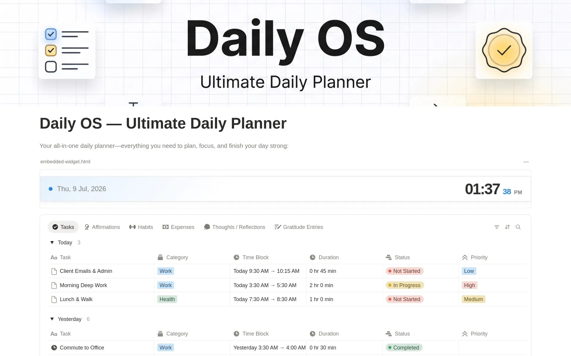 Daily OS Notion Template