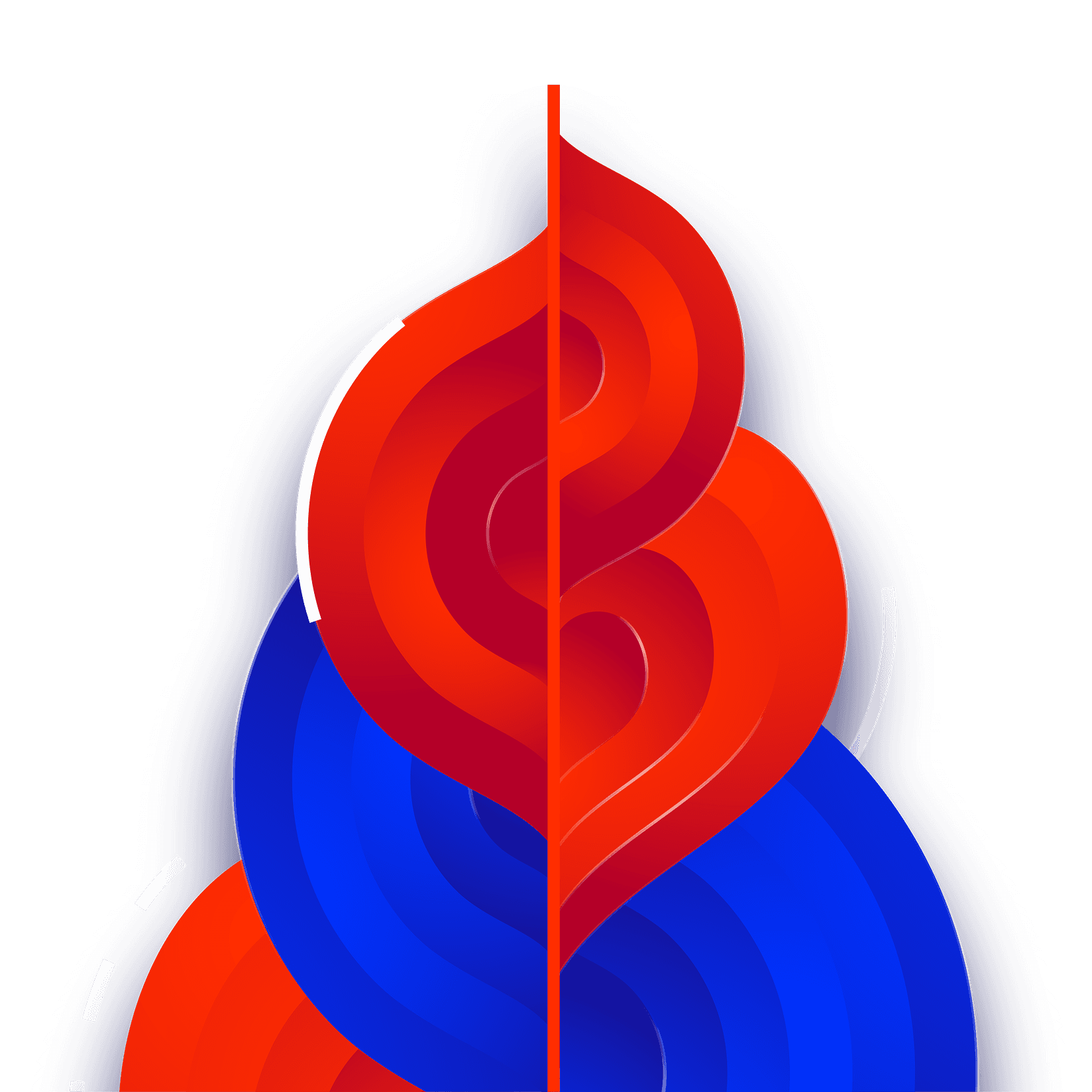 Graphical image of blue and red swirls