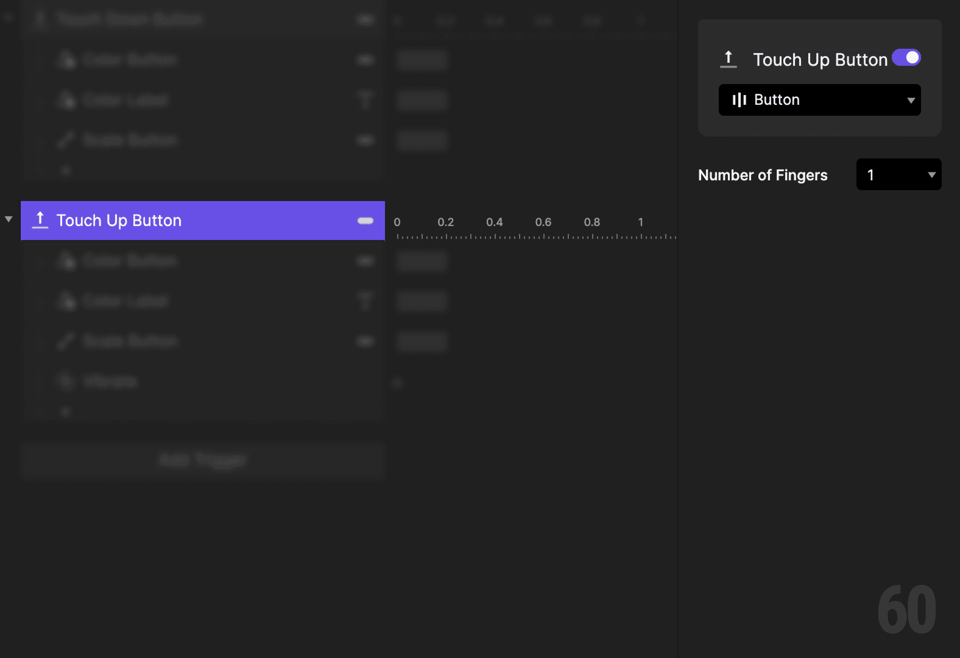 This is a screenshot of Step 5: Add touch up trigger.