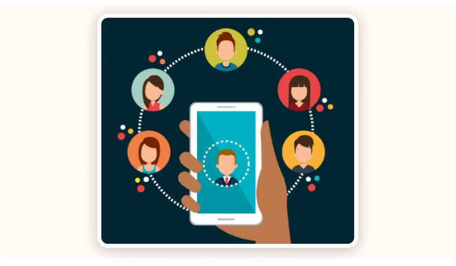Smartphone connecting multiple user profiles in a social network circle
