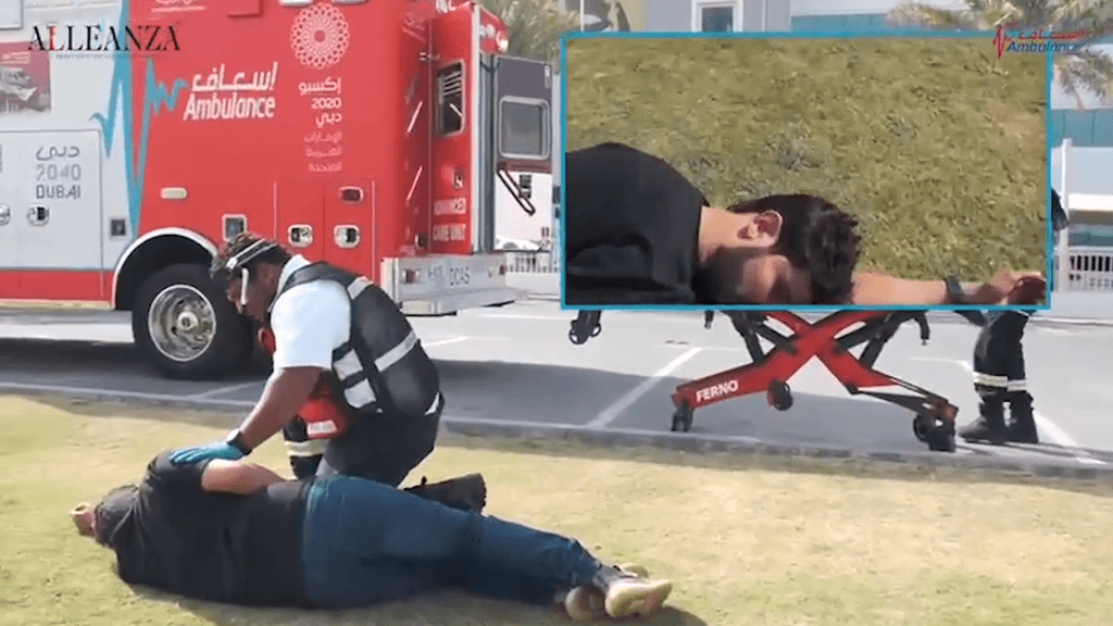 An image of a paramedic using a RealWear headset at work