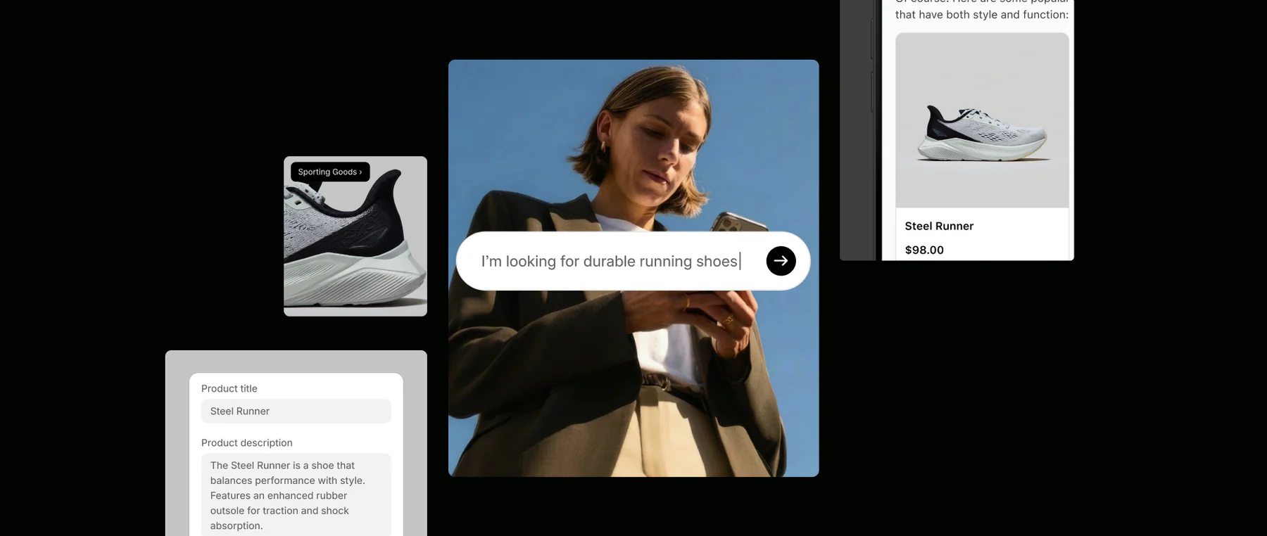 This is a cartoon image of the Shopify logo shaking hands with the ChatGPT logo following the breaking news of an upcoming partnership.