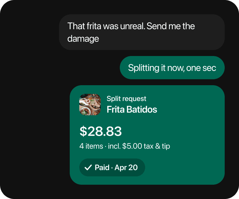 Chat: Bubbles and the split request card