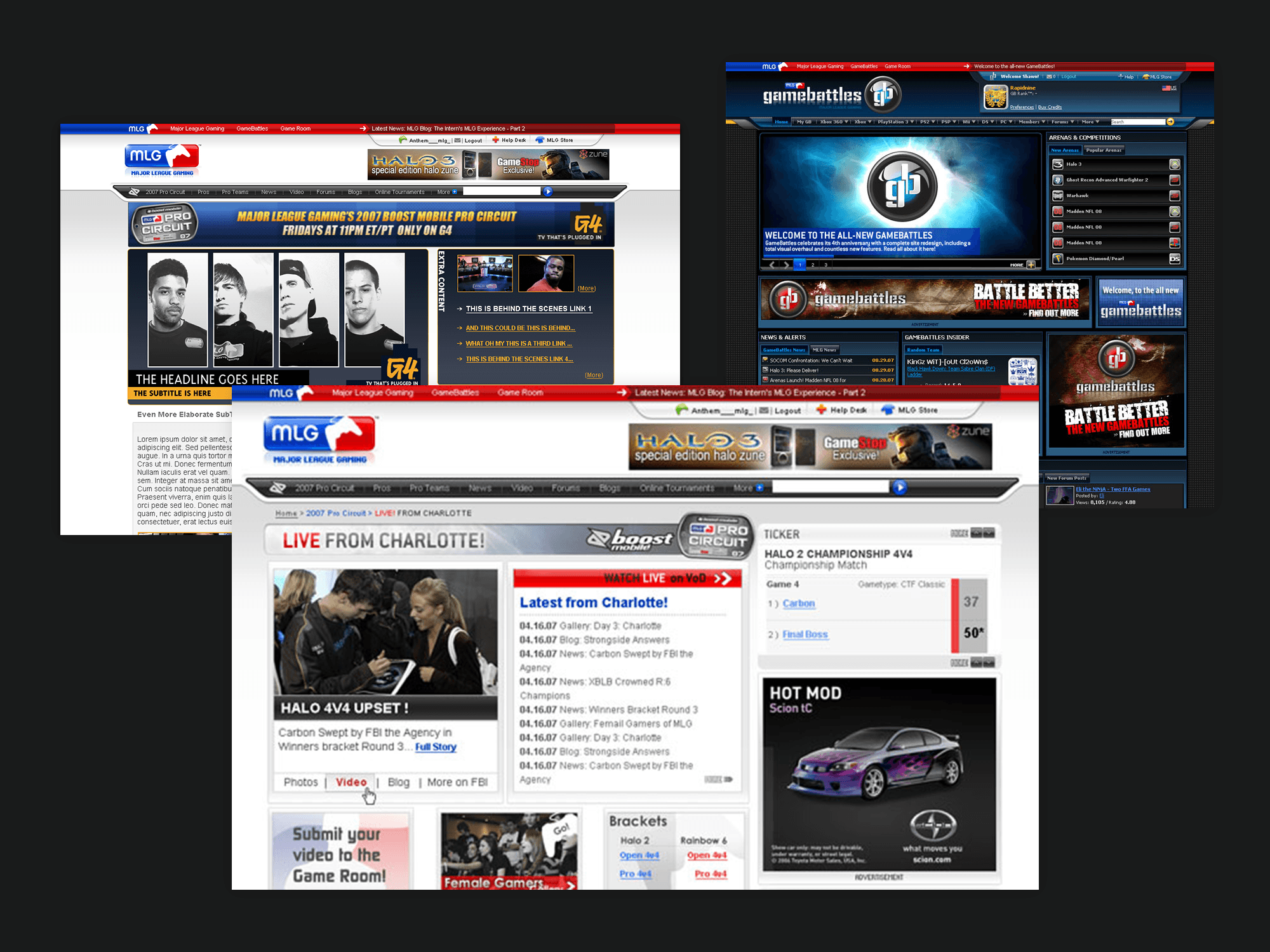 MLG and Gamebattles website redesigns