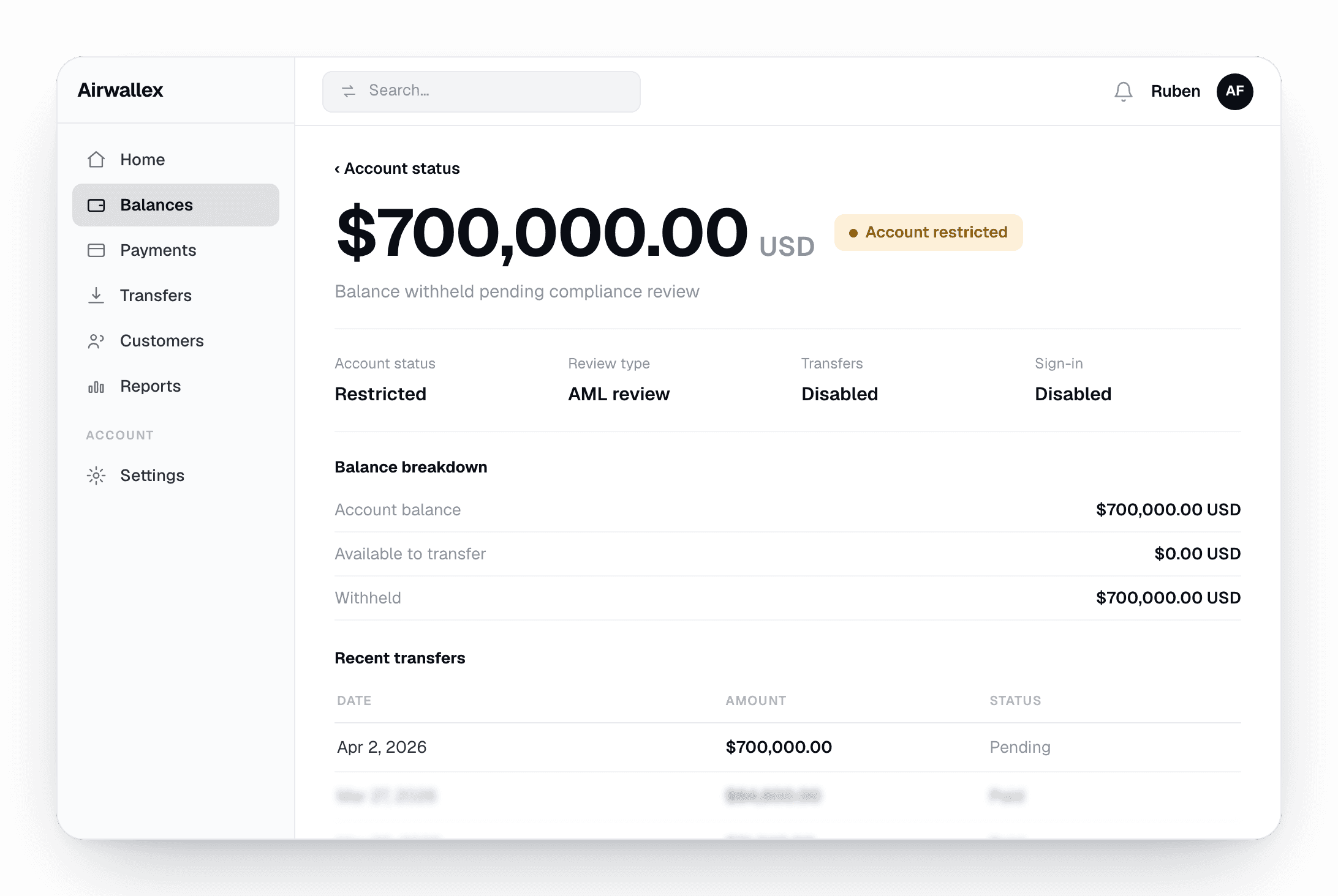 Airwallex — 700.000 $ einbehalten, Konto gesperrt
