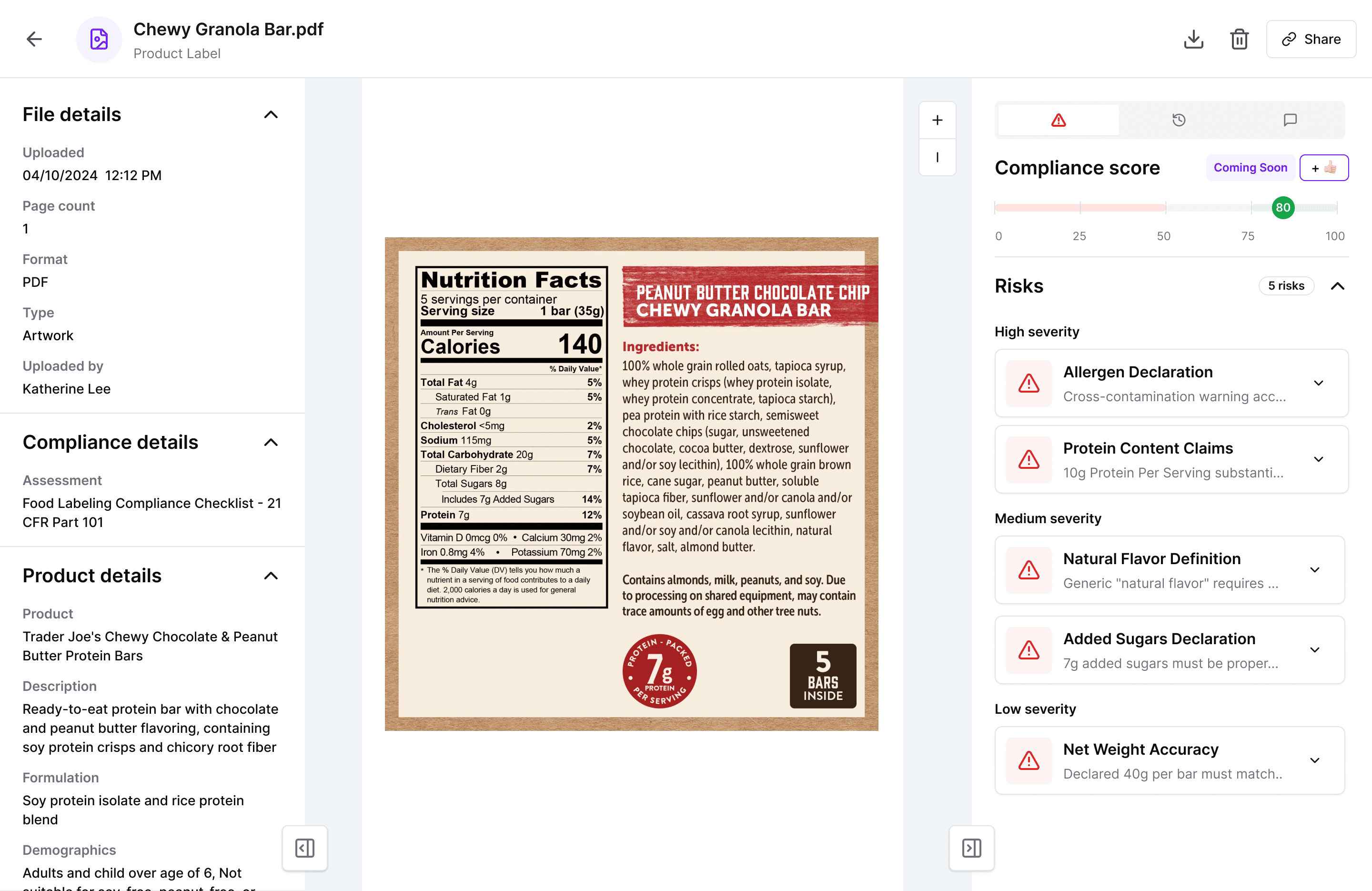 Food and beverage manufacturing compliance software    