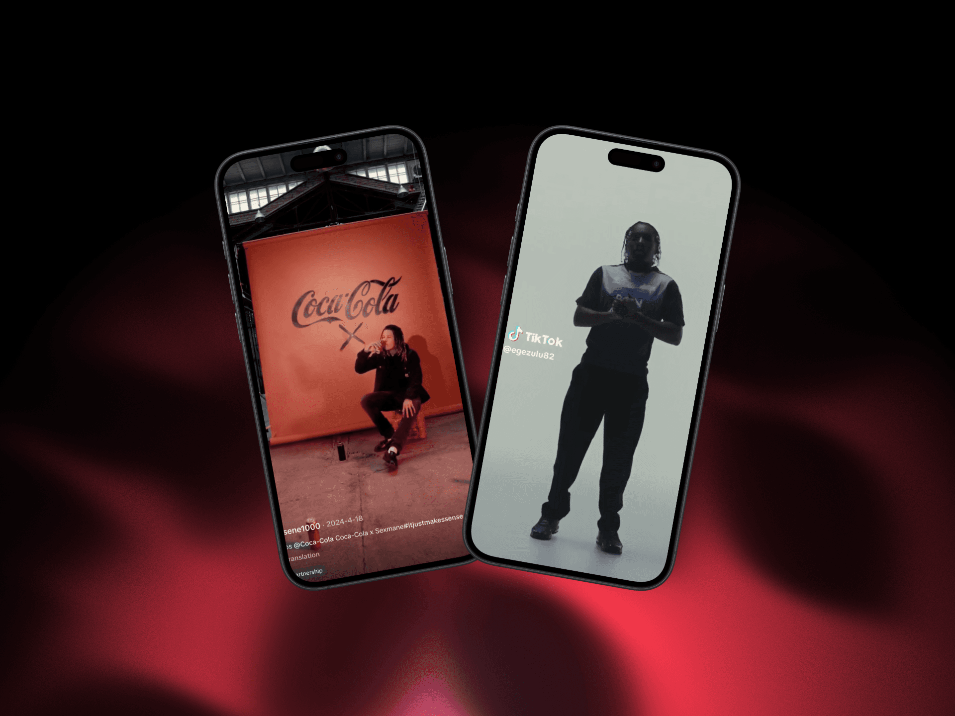 Coca-cola x sexmane and Ege Zulu 2024 iphone mockups of collab launch video social media content