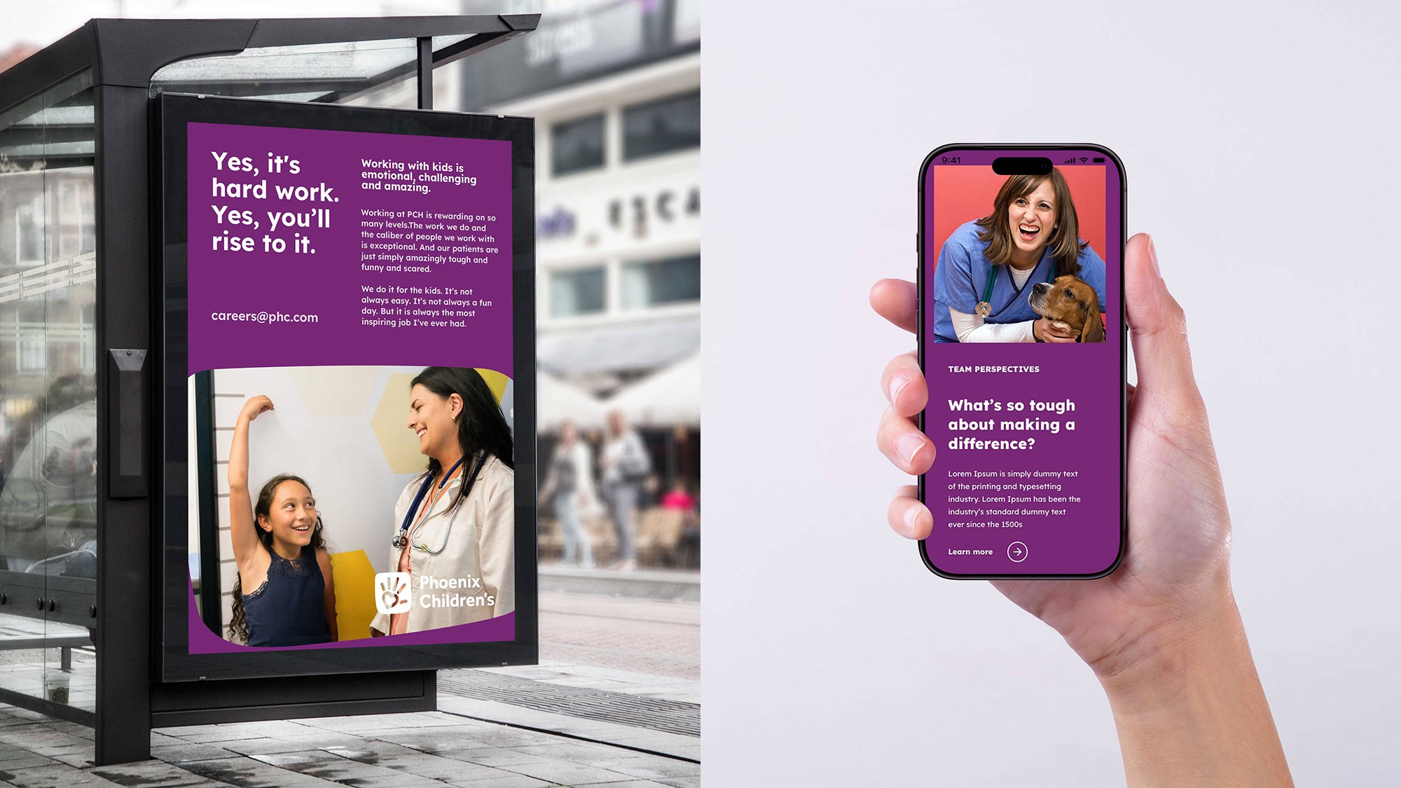 Collage of PCH healthcare creative collateral