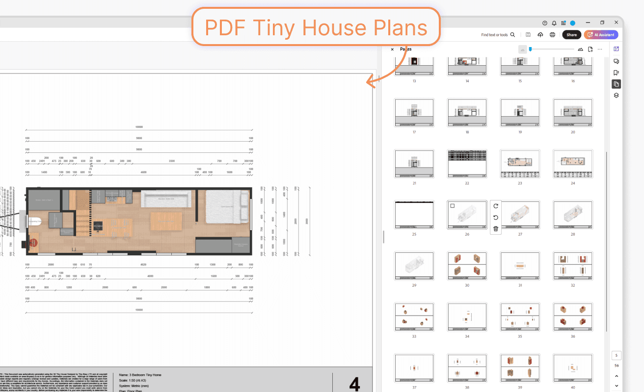 Export instant one-click pdf plans