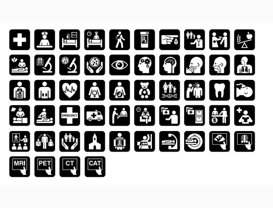 Health icons poster - shows around 50 icons in a grid