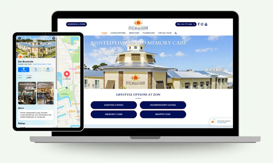 Assisted living community website and Google Business Profile marketing for local search visibility