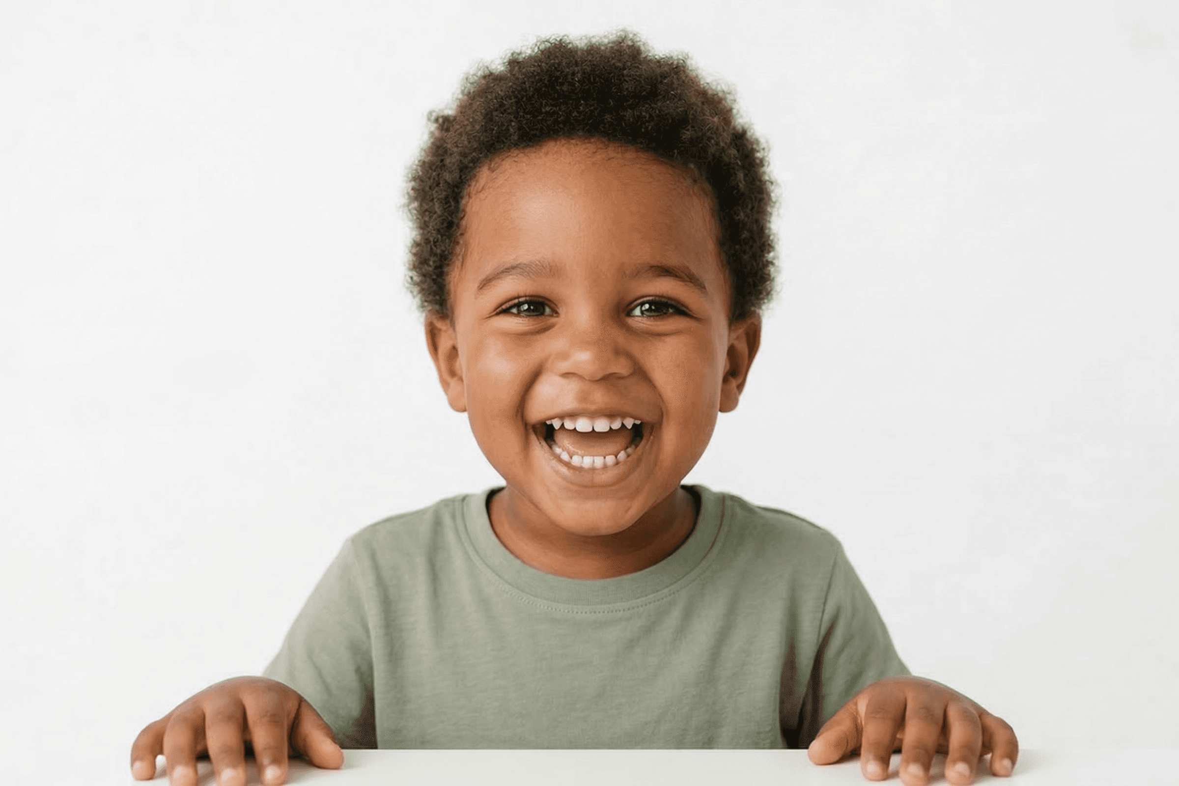 A young child with a big, joyful smile, showing a positive and fun experience at Bolton Kids Dental.