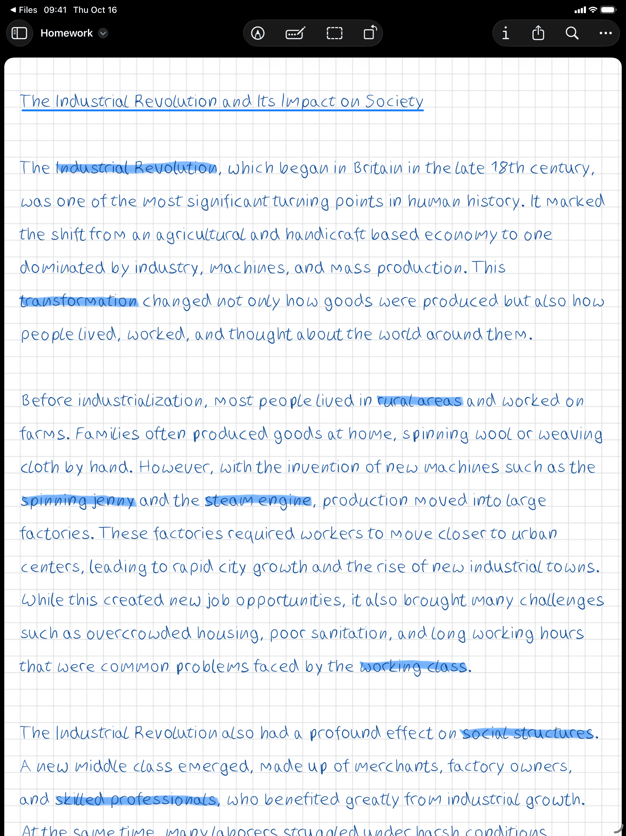 Handwritten document exported as PDF or image in Conwrite