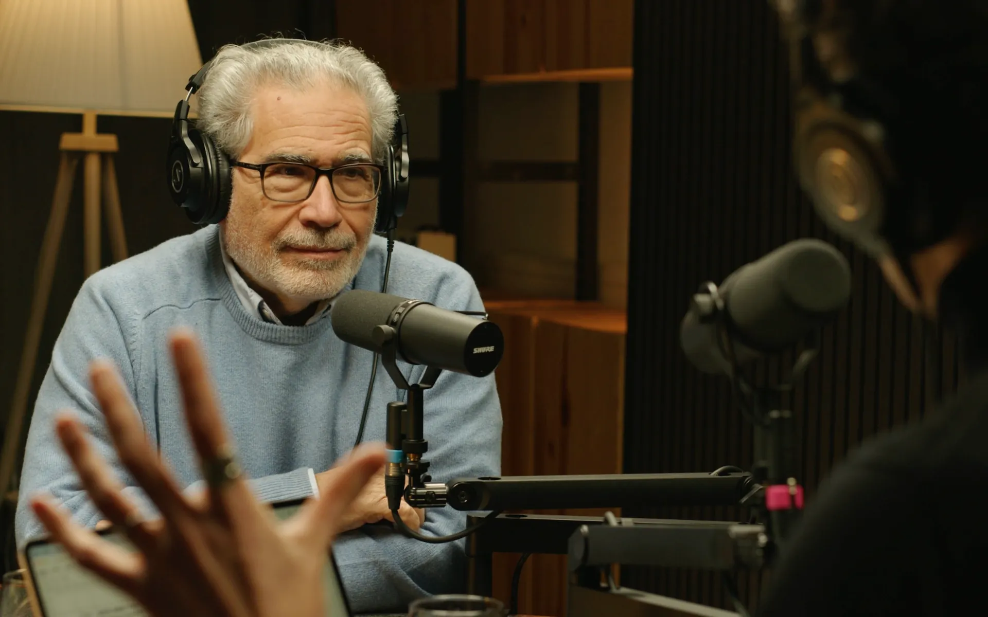 Opera historian and broadcaster Flora Willson recording in the Creative Kin podcast studio London